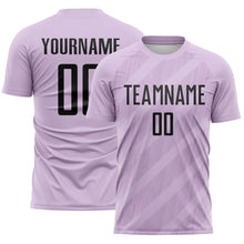 Laden Sie das Bild in den Galerie-Viewer, Custom Light Purple-Black Diagonal Stripes Sublimation Soccer Uniform Jersey
