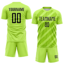 Laden Sie das Bild in den Galerie-Viewer, Custom Neon Green-Black Diagonal Stripes Sublimation Soccer Uniform Jersey
