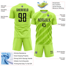 Laden Sie das Bild in den Galerie-Viewer, Custom Neon Green-Black Diagonal Stripes Sublimation Soccer Uniform Jersey
