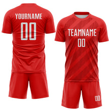Загрузить изображение в средство просмотра галереи, Custom Red-White Diagonal Stripes Sublimation Soccer Uniform Jersey
