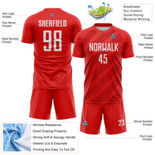 Загрузить изображение в средство просмотра галереи, Custom Red-White Diagonal Stripes Sublimation Soccer Uniform Jersey
