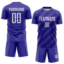 Laden Sie das Bild in den Galerie-Viewer, Custom Dark Purple-White Diagonal Stripes Sublimation Soccer Uniform Jersey
