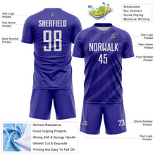 Laden Sie das Bild in den Galerie-Viewer, Custom Dark Purple-White Diagonal Stripes Sublimation Soccer Uniform Jersey
