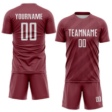 Laden Sie das Bild in den Galerie-Viewer, Custom Burgundy-White Diagonal Stripes Sublimation Soccer Uniform Jersey
