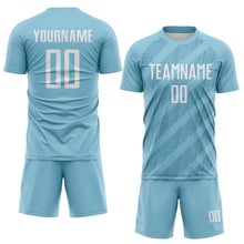 Laden Sie das Bild in den Galerie-Viewer, Custom Shadow Blue-White Diagonal Stripes Sublimation Soccer Uniform Jersey
