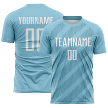 Laden Sie das Bild in den Galerie-Viewer, Custom Shadow Blue-White Diagonal Stripes Sublimation Soccer Uniform Jersey
