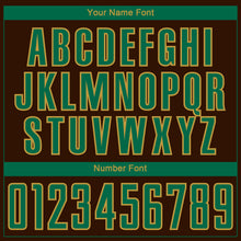 Load image into Gallery viewer, Custom Brown Kelly Green White-Old Gold Geometric Asymmetry Shatter Sublimation Soccer Uniform Jersey
