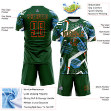 Load image into Gallery viewer, Custom Green Blue White-Orange Geometric Asymmetry Shatter Sublimation Soccer Uniform Jersey
