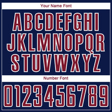 Load image into Gallery viewer, Custom Navy Crimson Blue-White Abstract Geometric Stripe Fragment Sublimation Soccer Uniform Jersey
