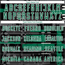 Load image into Gallery viewer, Custom Black Kelly Green Gray-White Abstract Geometric Stripe Fragment Sublimation Soccer Uniform Jersey
