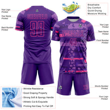 Load image into Gallery viewer, Custom Purple-Pink Abstract Geometric Stripe Fragment Sublimation Soccer Uniform Jersey
