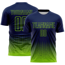 Charger l'image dans la galerie, Custom Navy-Neon Green Fade Wave Lines Splatter Sublimation Soccer Uniform Jersey
