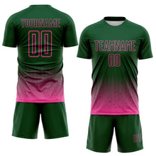 Laden Sie das Bild in den Galerie-Viewer, Custom Green-Pink Fade Wave Lines Splatter Sublimation Soccer Uniform Jersey
