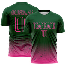 Laden Sie das Bild in den Galerie-Viewer, Custom Green-Pink Fade Wave Lines Splatter Sublimation Soccer Uniform Jersey
