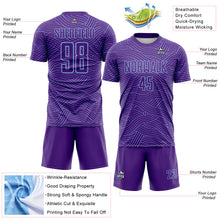 Загрузить изображение в средство просмотра галереи, Custom Purple-Light Blue Abstract Wave Lines Interlocking Sublimation Soccer Uniform Jersey
