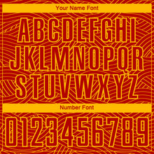 Загрузить изображение в средство просмотра галереи, Custom Red-Gold Abstract Wave Lines Interlocking Sublimation Soccer Uniform Jersey
