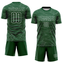 Laden Sie das Bild in den Galerie-Viewer, Custom Green-White Abstract Wave Lines Interlocking Sublimation Soccer Uniform Jersey
