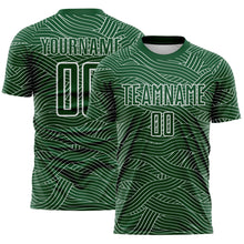 Laden Sie das Bild in den Galerie-Viewer, Custom Green-White Abstract Wave Lines Interlocking Sublimation Soccer Uniform Jersey
