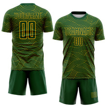 Charger l'image dans la galerie, Custom Green-Gold Abstract Wave Lines Interlocking Sublimation Soccer Uniform Jersey
