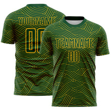 Charger l'image dans la galerie, Custom Green-Gold Abstract Wave Lines Interlocking Sublimation Soccer Uniform Jersey
