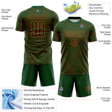 Laden Sie das Bild in den Galerie-Viewer, Custom Green-Orange Abstract Wave Lines Interlocking Sublimation Soccer Uniform Jersey
