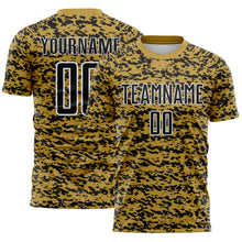 Charger l'image dans la galerie, Custom Old Gold Black-White Geometric Fragment Splatter Sublimation Soccer Uniform Jersey
