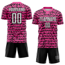 Charger l'image dans la galerie, Custom Pink White-Black Geometric Fragment Splatter Sublimation Soccer Uniform Jersey
