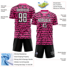 Charger l'image dans la galerie, Custom Pink White-Black Geometric Fragment Splatter Sublimation Soccer Uniform Jersey
