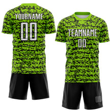 Laden Sie das Bild in den Galerie-Viewer, Custom Neon Green-Black Geometric Fragment Splatter Sublimation Soccer Uniform Jersey
