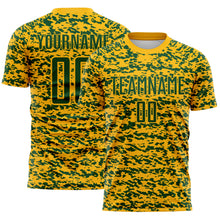 Laden Sie das Bild in den Galerie-Viewer, Custom Gold-Green Geometric Fragment Splatter Sublimation Soccer Uniform Jersey

