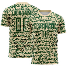 Laden Sie das Bild in den Galerie-Viewer, Custom Cream-Green Geometric Fragment Splatter Sublimation Soccer Uniform Jersey

