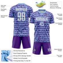 Laden Sie das Bild in den Galerie-Viewer, Custom Light Blue White-Purple Geometric Fragment Splatter Sublimation Soccer Uniform Jersey
