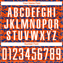 Laden Sie das Bild in den Galerie-Viewer, Custom Orange-Royal Geometric Fragment Splatter Sublimation Soccer Uniform Jersey
