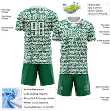 Laden Sie das Bild in den Galerie-Viewer, Custom White-Kelly Green Geometric Fragment Splatter Sublimation Soccer Uniform Jersey
