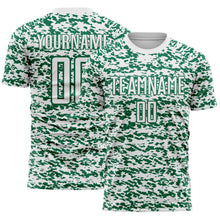 Laden Sie das Bild in den Galerie-Viewer, Custom White-Kelly Green Geometric Fragment Splatter Sublimation Soccer Uniform Jersey
