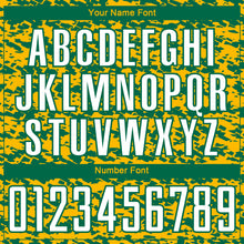 Load image into Gallery viewer, Custom Gold White-Kelly Green Geometric Fragment Splatter Sublimation Soccer Uniform Jersey
