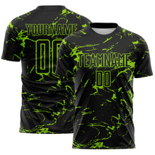 Загрузить изображение в средство просмотра галереи, Custom Black-Neon Green Abstract Fluid Marble Sublimation Soccer Uniform Jersey
