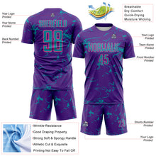 Laden Sie das Bild in den Galerie-Viewer, Custom Purple Teal-Pink Abstract Fluid Marble Sublimation Soccer Uniform Jersey
