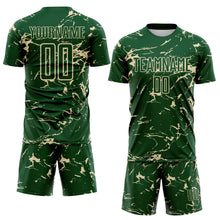 Загрузить изображение в средство просмотра галереи, Custom Green-Cream Abstract Fluid Marble Sublimation Soccer Uniform Jersey
