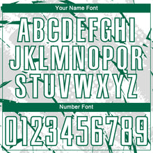Laden Sie das Bild in den Galerie-Viewer, Custom White Kelly Green-Gray Brush Stroke Slashes And Dot Grid Sublimation Soccer Uniform Jersey
