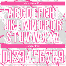 Laden Sie das Bild in den Galerie-Viewer, Custom White Pink-Gray Brush Stroke Slashes And Dot Grid Sublimation Soccer Uniform Jersey
