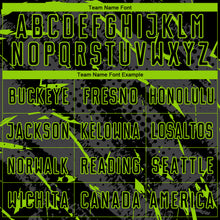 Загрузить изображение в средство просмотра галереи, Custom Black Neon Green-Gray Brush Stroke Slashes And Dot Grid Sublimation Soccer Uniform Jersey
