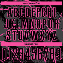 Laden Sie das Bild in den Galerie-Viewer, Custom Black Pink-Gray Brush Stroke Slashes And Dot Grid Sublimation Soccer Uniform Jersey
