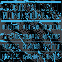 Загрузить изображение в средство просмотра галереи, Custom Black Sky Blue-Gray Brush Stroke Slashes And Dot Grid Sublimation Soccer Uniform Jersey
