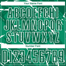 Laden Sie das Bild in den Galerie-Viewer, Custom Kelly Green-White Brush Stroke Slashes And Dot Grid Sublimation Soccer Uniform Jersey

