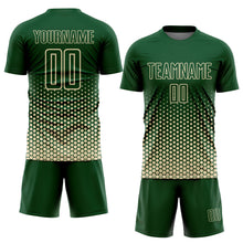 Laden Sie das Bild in den Galerie-Viewer, Custom Green-Cream Geometric Hexagonal Dot Gradient Sublimation Soccer Uniform Jersey
