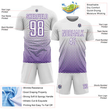Load image into Gallery viewer, Custom White-Purple Geometric Hexagonal Dot Gradient Sublimation Soccer Uniform Jersey
