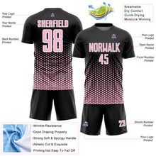Загрузить изображение в средство просмотра галереи, Custom Black Light Pink-White Geometric Hexagonal Dot Gradient Sublimation Soccer Uniform Jersey
