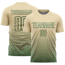 Загрузить изображение в средство просмотра галереи, Custom Cream-Green Geometric Hexagonal Dot Gradient Sublimation Soccer Uniform Jersey
