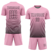 Загрузить изображение в средство просмотра галереи, Custom Light Pink-Black Geometric Hexagonal Dot Gradient Sublimation Soccer Uniform Jersey
